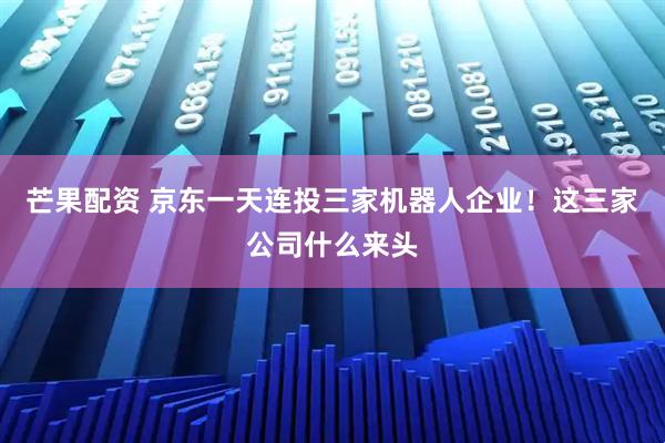 芒果配资 京东一天连投三家机器人企业！这三家公司什么来头