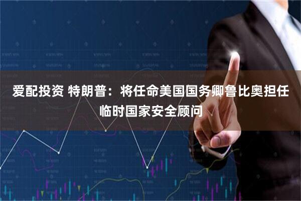 爱配投资 特朗普：将任命美国国务卿鲁比奥担任临时国家安全顾问